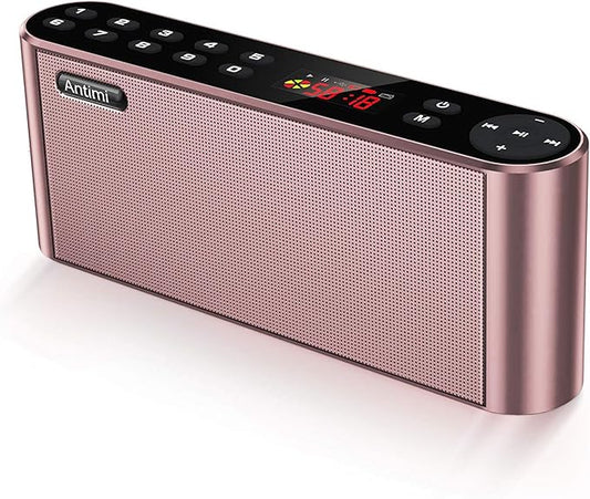 Antimi Bluetooth Speaker,FM Radio Player,MP3 Player Stereo Portable Wireless Speaker Drivers with HD Sound, Built-in Microphone, High Definition Audio and Enhanced Bass(Black) (Pink)