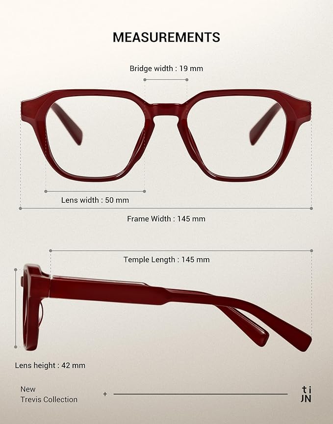 TIJN Blue Light Blocking Glasses, Anti Eyestrain UV Protection, TR90 Square Frame Glasses Chic Preppy Look for Women and Men