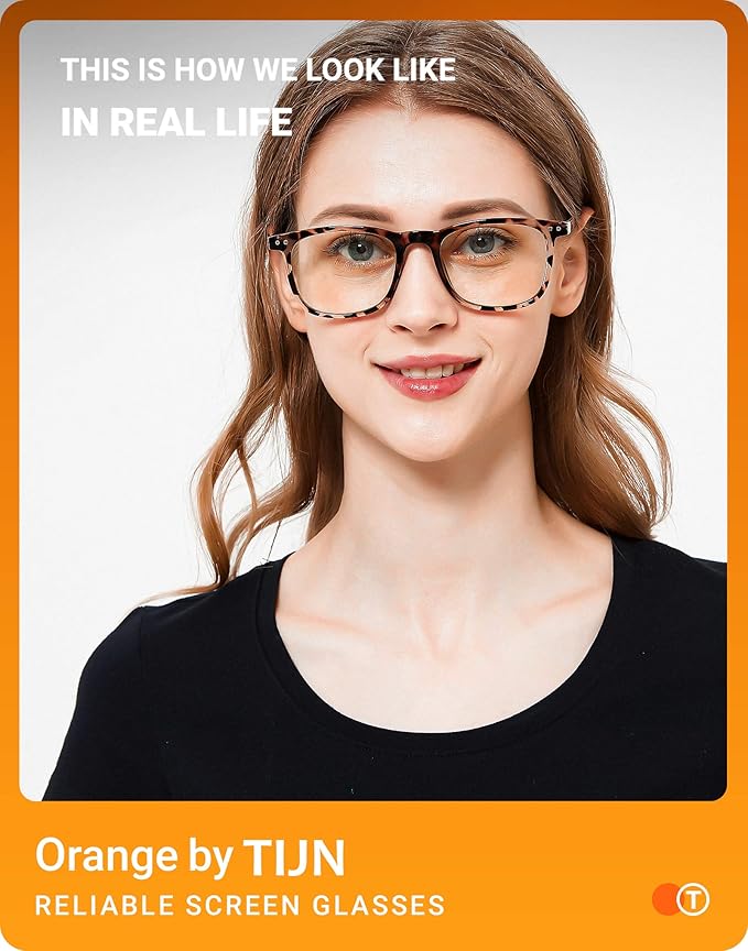TIJN Sleep Glasses Blue Light Blocking Square Eyeglasses Dual AR Coatings for Computer Gaming Screen Fatigue & UV Protection