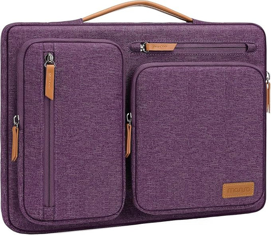 MOSISO 360 Protective Laptop Case 13.3 inch, 13-13.3 inch Laptop Sleeve Compatible with MacBook Air/Pro 13 / Pro 14,HP Dell Acer ASUS,Side Open Carrying Case with 4 Zipper Pockets&Handle,Argyle Purple