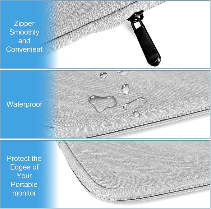 Ctemnpho 18.5 inch Portable Monitor Case Storage Bag, Portable Computer Cover Bag with Pocket Zipper for 17.3 inch Laptop Sleeve, Notebook Computer Gaming Display Protective Travel（Gray）