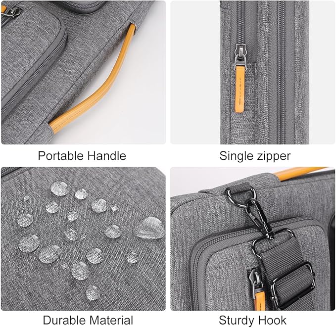 DOMISO 15.6 inch Laptop Case Sleeve Protective Cover Compatible with MacBook Pro 16 M4 M3 M2/Pro Max,15.6-16 inch HP Dell ASUS Lenovo Chromebook,Waterproof Computer Bag with Shoulder Strap,Grey