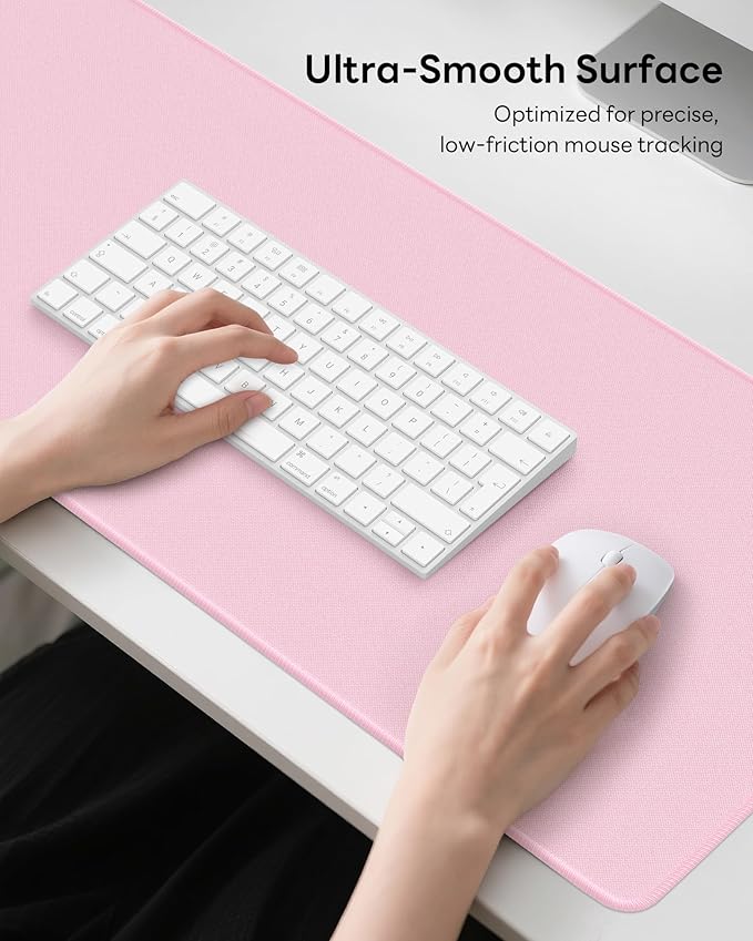 Pink Mouse Pad, 31.5 x 11.8 Large Desk Mat with Stitched Edges & Non-Slip Base, Mousepad for Office, Home, Work