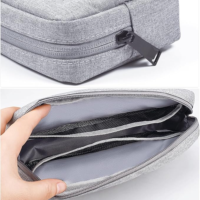 2PCS Electronics Organizer Travel Case, Electronic Accessories Bag, Waterproof Accessories Storage Pouch for Power Bank, Cable, Cord, Charger, Mouse, Various Accessories (Small+Big-Gray)