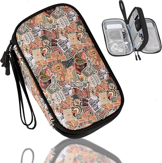 COSHAYSOO Electronics Travel Organizer Tech Bag Charging Cords Case USB Cable Charger Accessory Car Pouch, Practical Trip Gifts for Women Beach Vacation Airplane Cruise Traveling Essentials Scenery