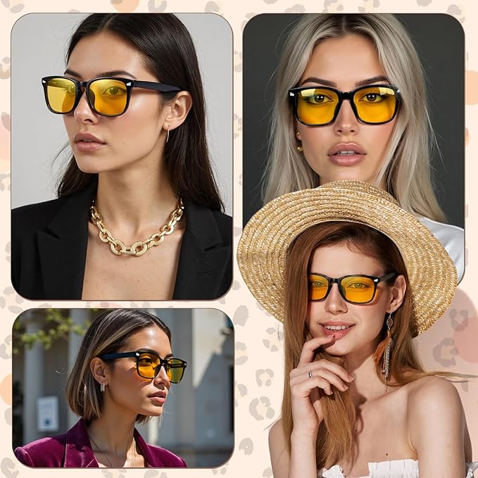 Polarized Sunglasses for Women Men, Night Driving Glasses Anti Glare Yellow Lens UV 400 for Day Night Use