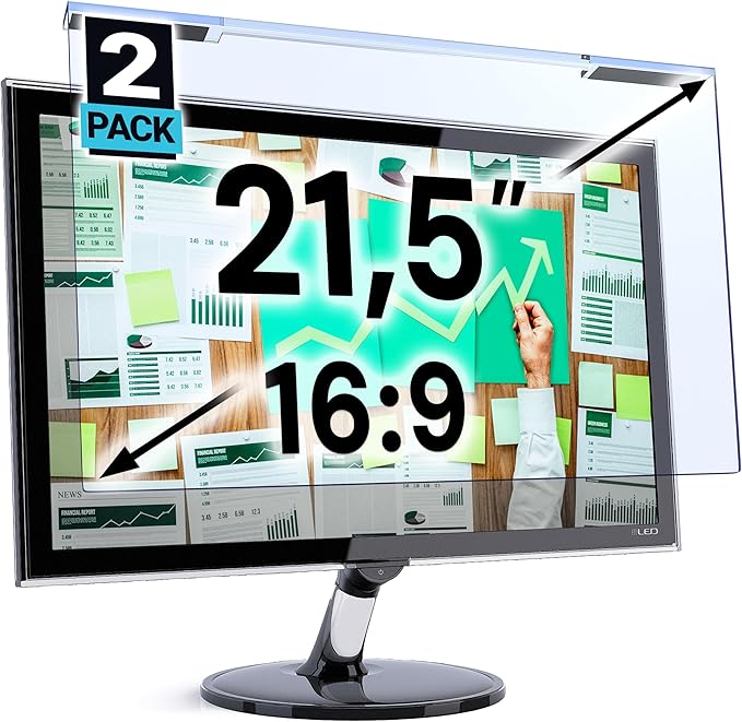VINTEZ Blue Light Screen Protector for 21.5 Inch Computer Monitor and Laptop – Anti-UV Blue Light Blocking Film for Desktop PC, Eye Protection Filter, 19.3" x 11.3", 2 Pack