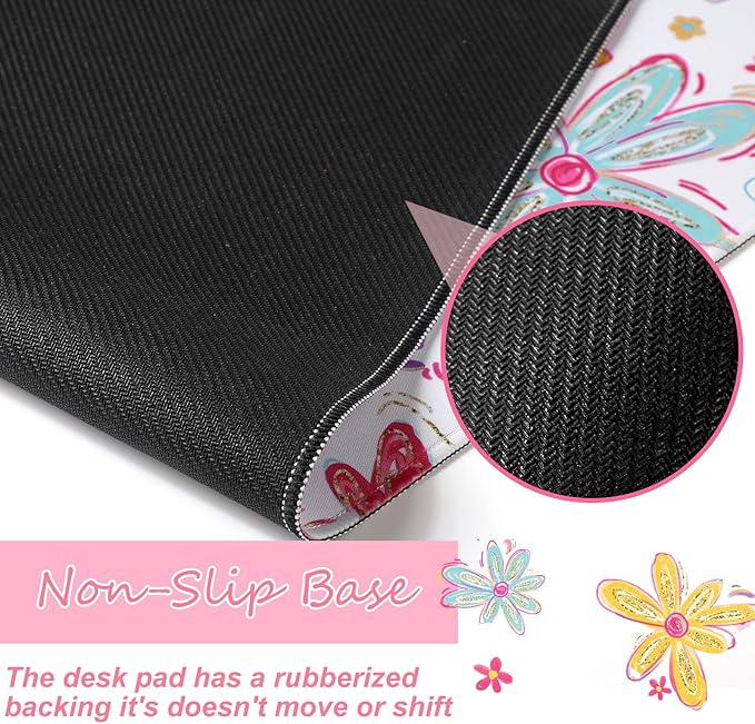 Remerry Colorful Floral Large Mouse Pad Pink Floral Desk Mat for Desktop Women Girls Flowers Waterproof Desk Pad PC Computer Laptop Protector Gaming Mouse Pads for School Office Home 31.5" x 15.7"