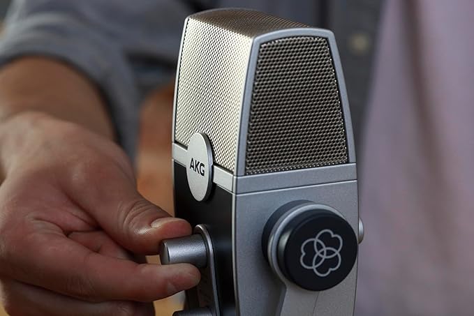 AKG Pro Audio Lyra Ultra-HD USB C Microphone for Recording, Streaming, Gaming, Podcasting, ASMR on PC and Mac, Condenser Mic for Laptop or Computer, Adjustable Stand, Plug and Play – Blue and Silver