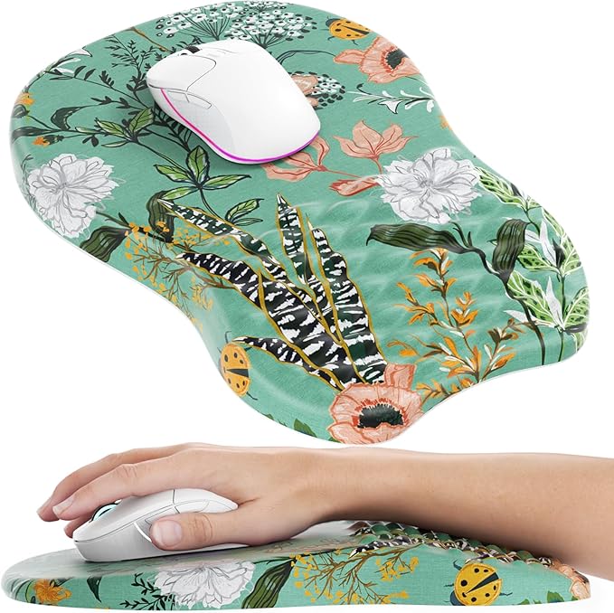 MROCO Ergonomic Mouse Pad with Wrist Support, Wrist Rest Mousepads for Carpal Tunnel Pain Relief, Memory Foam Pad with Massage Bulge and Non-Slip Base for Office, Home, Garden Whispers