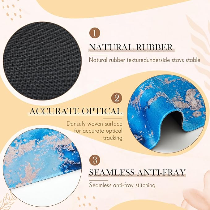 L Shaped Desk Mat for Corner, Large Extended Mouse Pad with Non-Slip Rubber Base, Blue Waterproof Desk Protector for Office & Gaming Setup