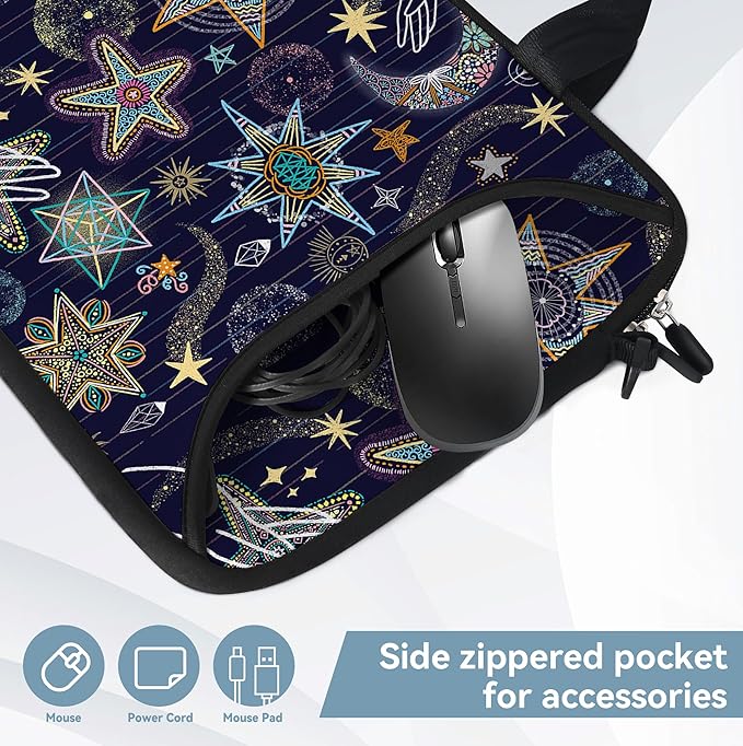 RICHEN 10 inch Messenger Bag Carrying Case with Handle Accessory Pocket Fits 7 to 10-Inch Laptops/Notebook/Kids Tablet (7-10.2 inch, Stars)