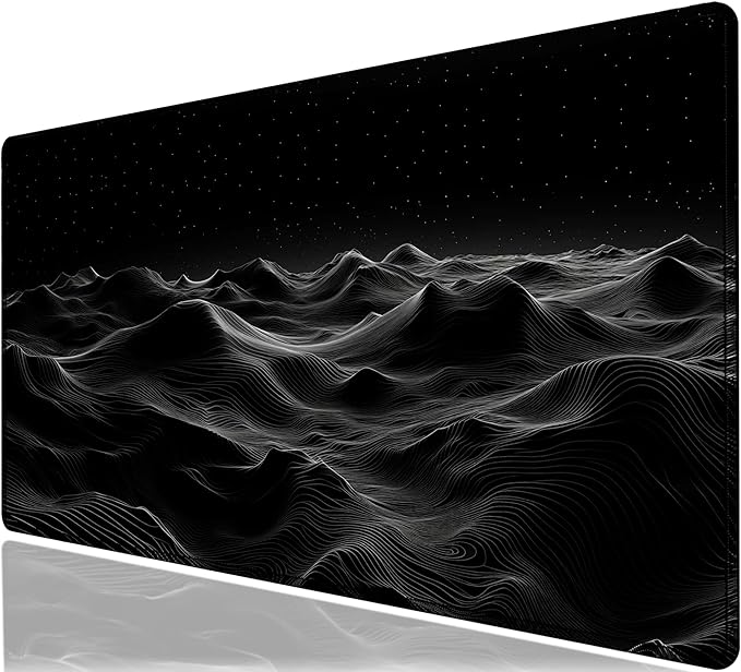 Large Extended Gaming Mouse Pad with Stitched Edges,Black 3D Design XL Desk Pad Mouse Pads for Desk,Waterproof Computer Keyboard Mat Mousepad with Non-Slip Base for Esports Pros/Gamer/Desktop/Office