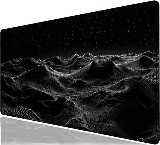Large Extended Gaming Mouse Pad with Stitched Edges,Black 3D Design XL Desk Pad Mouse Pads for Desk,Waterproof Computer Keyboard Mat Mousepad with Non-Slip Base for Esports Pros/Gamer/Desktop/Office
