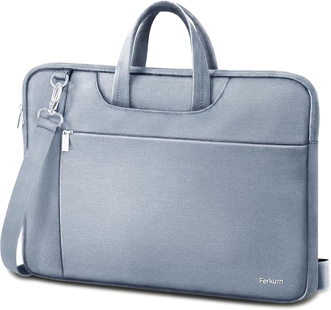 Ferkurn Laptop Case Bag Women Men Computer Sleeve with Shoulder Compatible with HP/Inspiron/Thinkpad/Vivobook/MSI/Surface, 17.3 inch, Light Grey