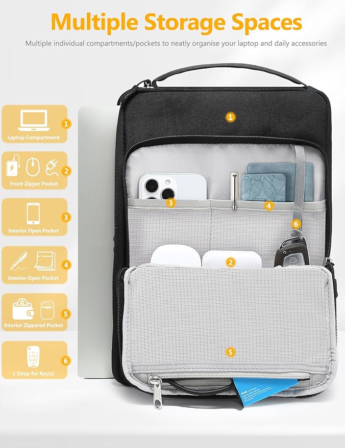 HYZUO 13.3-14 Inch Laptop Bag Sleeve for MacBook Pro 14 M5 M4 M3 M2 M1 Pro/Max A3426 A3427 2026-2021, MacBook Air/Pro 13.3, 13.8"-13.5" Surface Laptop/Book, Notebook Case for 13" Dell HP, Black
