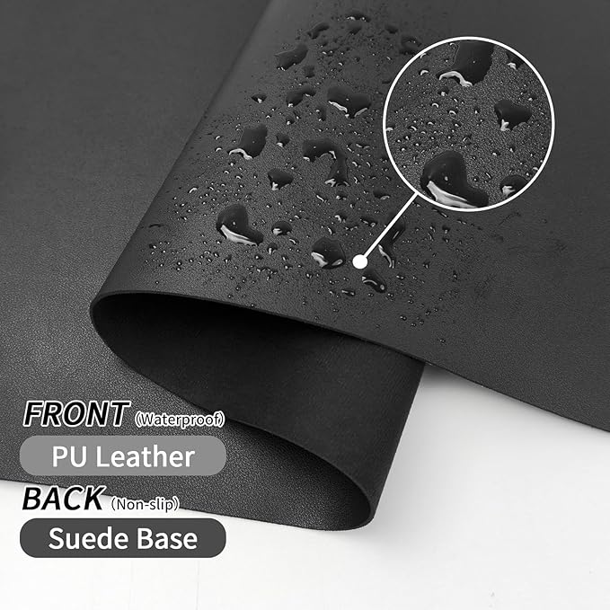 Mouse Pad with Wrist Rest Support, Keyboard Wrist Rest and Mouse Pad Set, Desk Mat for Keyboard and Mouses, Non-Slip Computer Mat Set for Office, Home (35.4×15.7 Inches, Black)