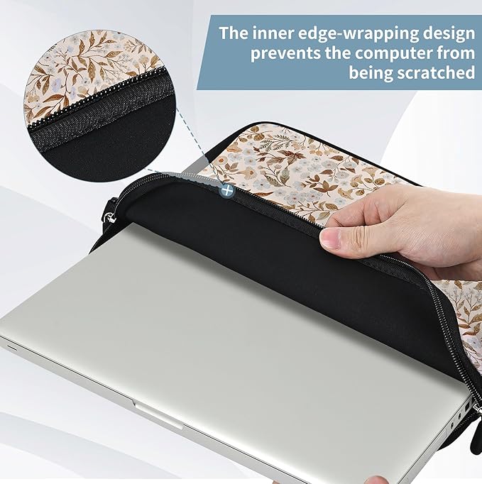 RICHEN 14 15 15.4 15.6 inch Laptop Shoulder Bag Messenger Bag Notebook Handle Sleeve Neoprene Carrying Case with Accessories Pocket (14-15.6 inch, Sicilian Flowers)