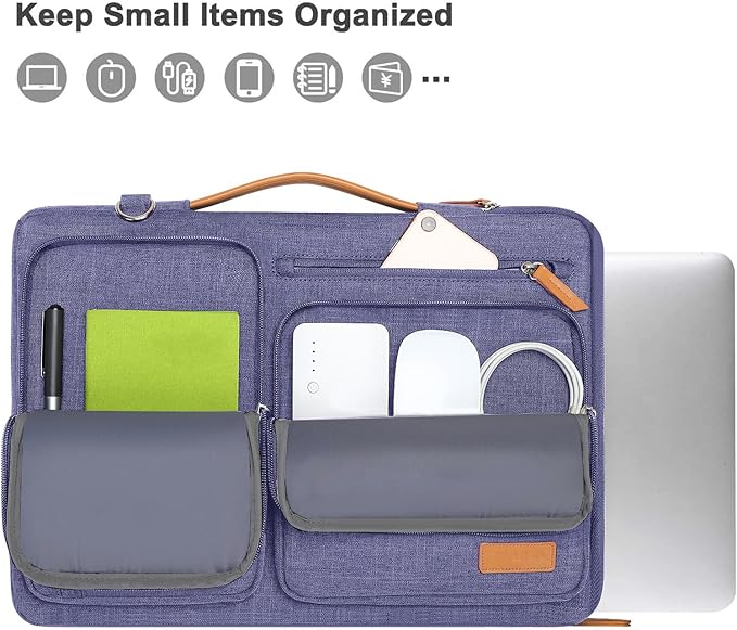 MOSISO 360 Protective Laptop Shoulder Bag,15-15.6 inch Computer Bags Compatible with MacBook Pro 16 inch, HP, Dell, Lenovo, Asus Notebook,Side Open Messenger Bag with 4 Zipper Pockets, Purple Orchid