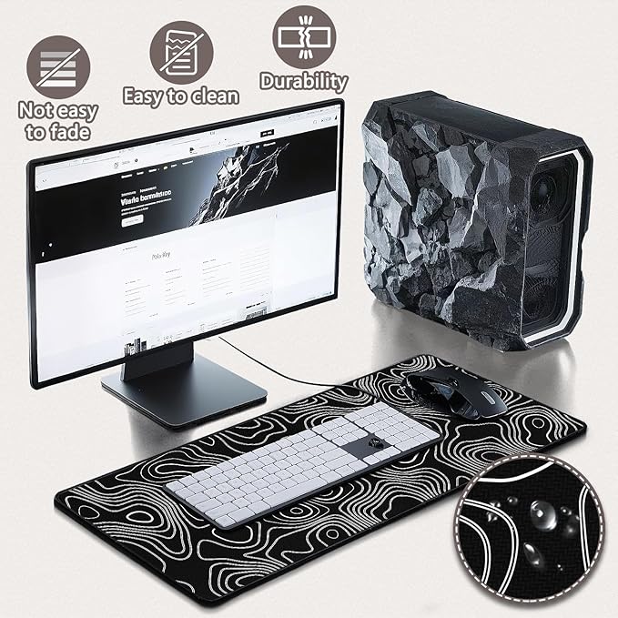 Mouse Pad Gaming - Desk Mat for Keyboard and Mouse - Large Mouse Pad for Desk, World Map Mousepad (31.5 x 11.8inch) with Non-Slip Base, Desks Pad Mat for Gaming, Office and Home