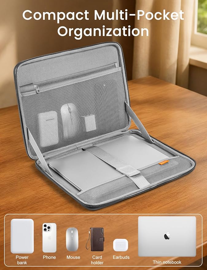DOMISO 15.6 inch Laptop Sleeve Shoulder Bag Shockproof Computer Bag Waterproof EVA Protective Carrying Case for 16" MacBook Pro/Max M2 M1 2019-2023,15"-16" HP Dell Asus Laptop,Dell XPS 15,Dark Grey