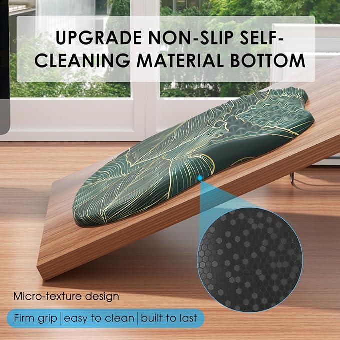 MROCO Ergonomic Mouse Pad with Wrist Support, Wrist Rest Mousepads for Carpal Tunnel Pain Relief, Memory Foam Pad with Massage Bulge and Non-Slip Base for Office, Home, Green Leaves
