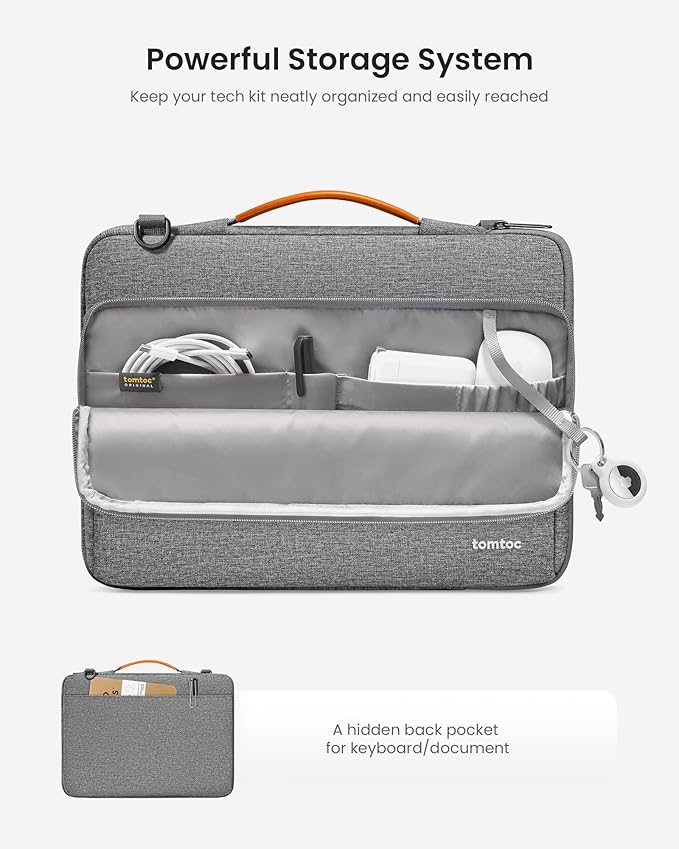 tomtoc 360 Protective Laptop Shoulder Bag for 13-inch MacBook Air M5/A3449(2026), M4/A3240, M3/A3113, M2/A2681, M1/A2337, Macbook Neo & Pro M2/M1, Water-Resistant Laptop Accessory Carrying Case Sleeve