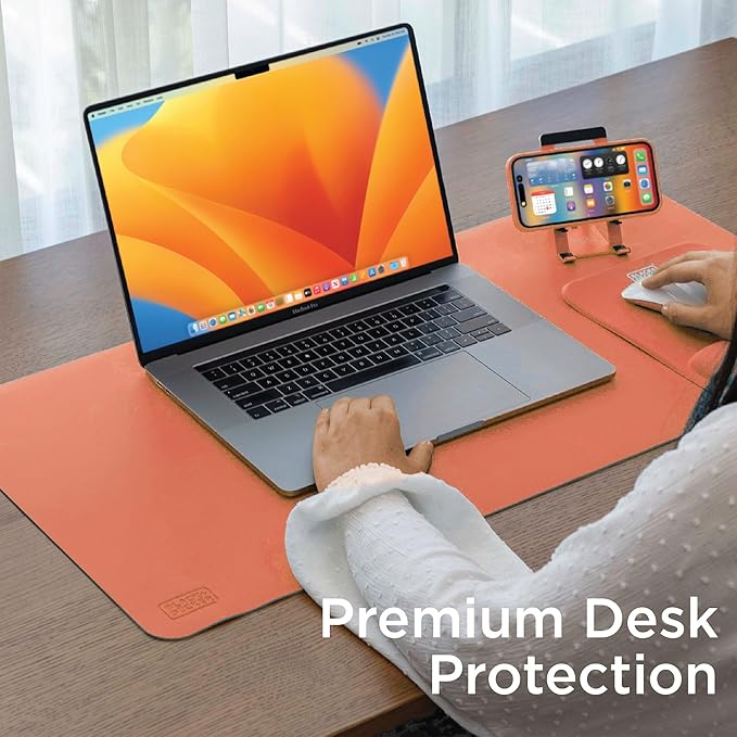 Black+Decker Faux Leather Desk Mat Keyboard & Mouse - Protective Desk Decor - Gaming & Work Mat