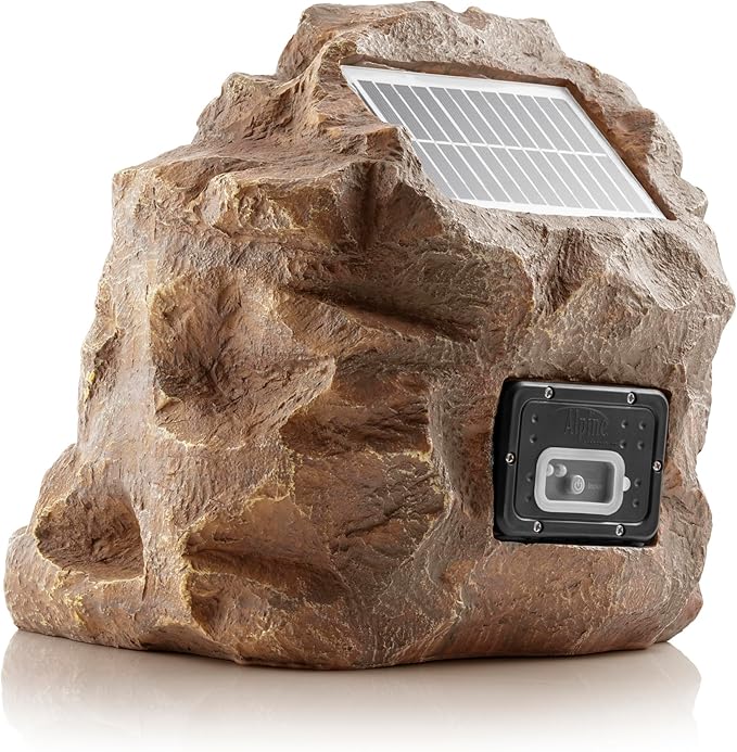 Alpine Corporation 11" Tall Solar Bluetooth Wireless Rock Speaker, Waterproof Outdoor Audio System - Portable Sound, High-Fidelity, 50-Foot Range, Brown