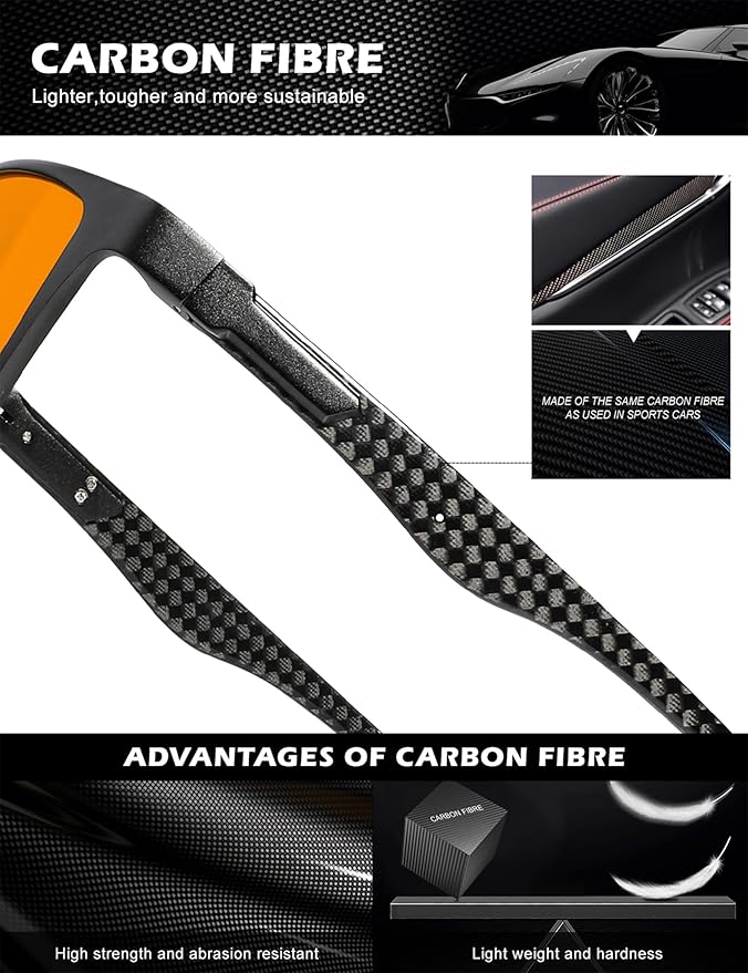 ANYLUV Carbon Fiber Reading Glasses for Men Women, Blue Light Blocking Computer Readers, Anti Glare Spring Hinge