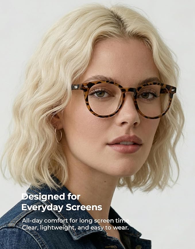 TIJN Blue Light Blocking Glasses Men Women Vintage Thick Round Rim Frame Eyeglasses