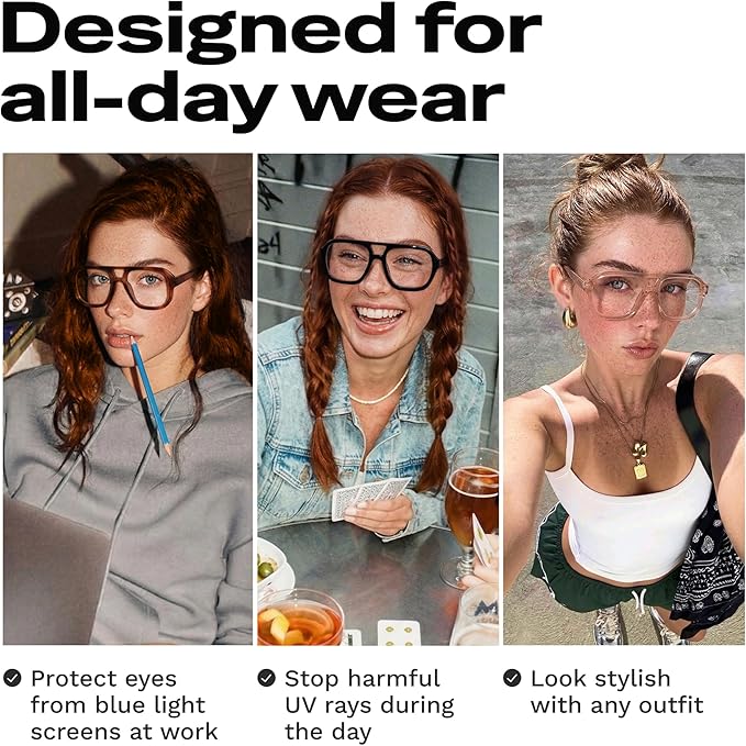 livho Retro Aviator Blue Light Blocking Glasses for Women Men with Soft Case, Trendy Rectangle Computer Eyeglasses