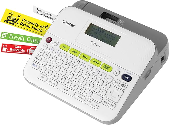 Brother P-Touch Monochrome Label Maker, Versatile Easy-to-Use Labeler, PTD400AD, AC Adapter, QWERTY Keyboard, Multiple Line Labeling, White