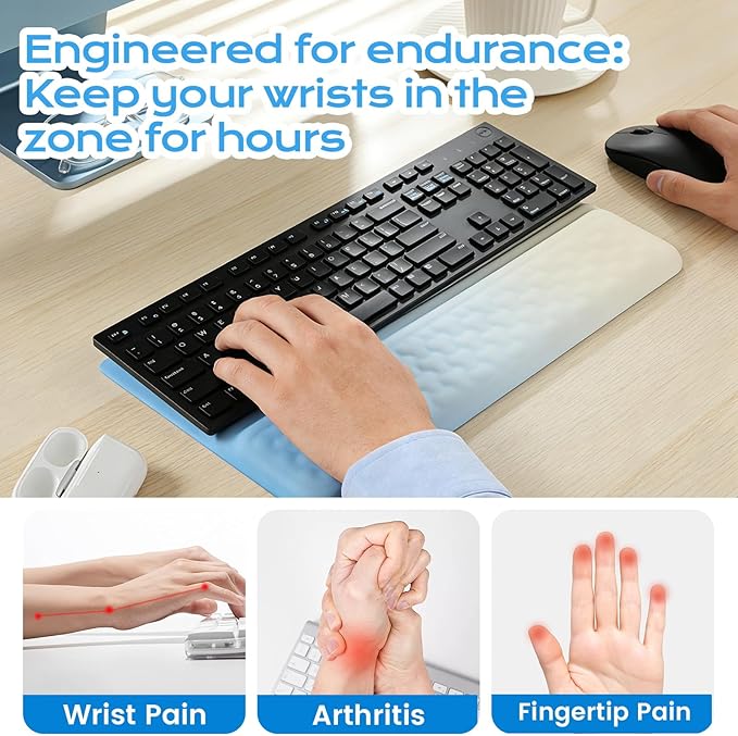 Keyboard Wrist Rest with Ergonomic Height - Computer Keyboard Stand & Soft Cushioned Pad for Wrist Pain Relief - Non-Slip Typing Support for Office, Gaming & Home(Gradient)