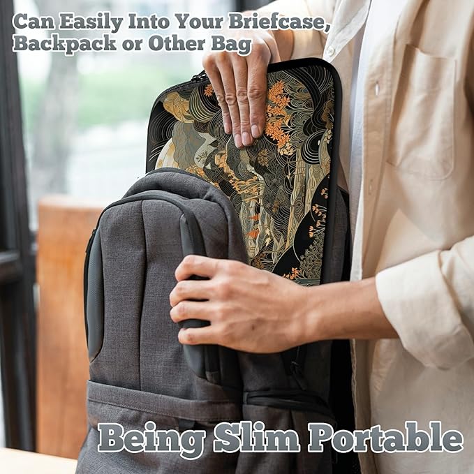 Universal Laptop Sleeve Tablet Case 12 inch, Japanese Abstract Art Slim Carrying Case Durable Handbag Travel Laptop Bag for Surface Pro 9 8 7/Laptop Go 2 3, MacBook Air 11/12
