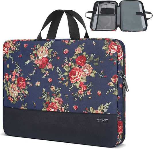 Ytonet Laptop Sleeve Case 15.6 inch Protective Laptop Cover with Handle TSA Water Resistant Computer Carrying Case Compatible with HP, Dell, Lenovo, Asus Notebook, Gift for Women, Rose Pattern | with Handle, TSA, Water Resistant, Gift for Women, Rose P...