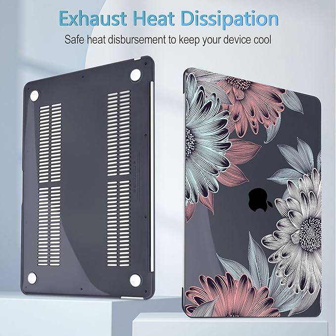 Mektron Case for MacBook Air 13" M1 A2337 A2179 A1932,Blooming Chrysanthemums Hard Cover 2018-2021 Air 13-inch with Touch bar, Designed Protective Shell w/Keyboard Skin Screen Protector Webcam Cover