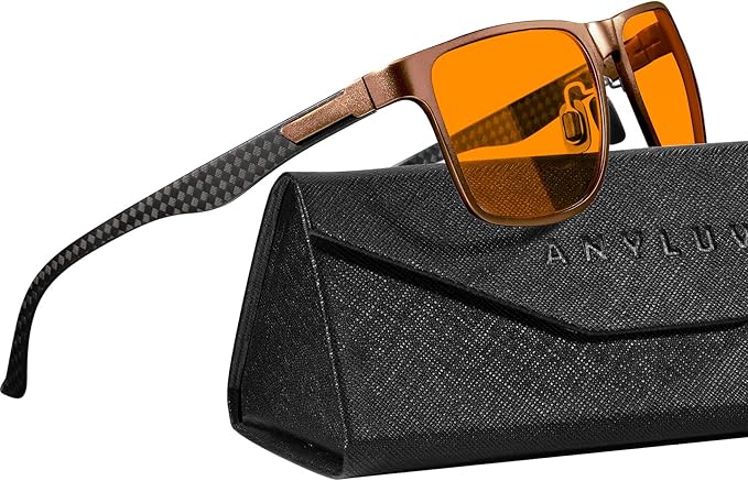ANYLUV Carbon Fiber Reading Glasses for Men Women, Blue Light Blocking Computer Readers, Anti Glare Spring Hinge