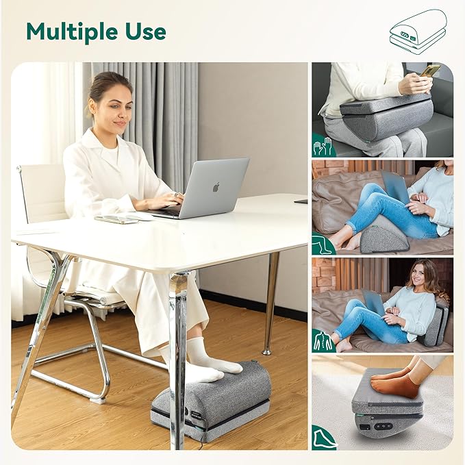 Snailax Heated Foot Rest Under Desk at Work, FSA Eligble Desk Foot Stool with Heat & Vibration Massage, Adjustable Height, 2 Heat Levels Foot Warmer Feet Heater for Office Chair, Gaming Home Use