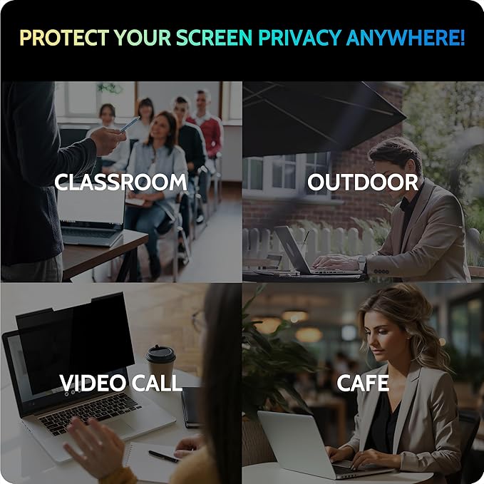Peslv Magnetic Laptop Privacy Screen 16"&16.1" for 16:9 Computer Monitor, Removable Anti Glare Protector Blue Light Filter Shield Compatible with Lenovo Hp Dell Acer Asus Thinkpad Envy Xps