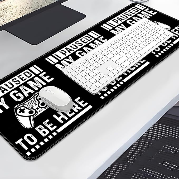 Desk Mat,Big Desk Pad,31.5 x 11.5in Extended Gaming Mouse Pad,Large Mouse Pad for Desk Rubber Base Mousepad with Stitched Edges,Keyboard Mouse Mat for Work Game Office Home - NO Game