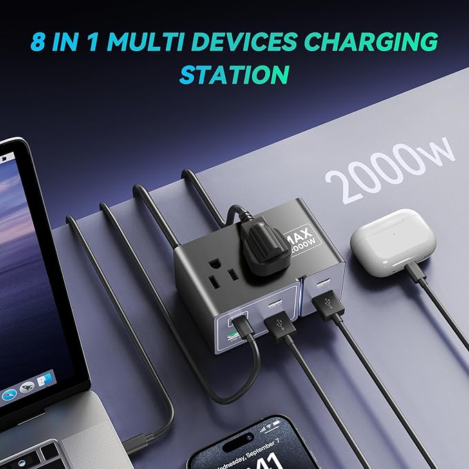 160W 8-in-1 Charging Station for Multiple Devices - Phone, Tablet, Smartwatch, for Home, Office