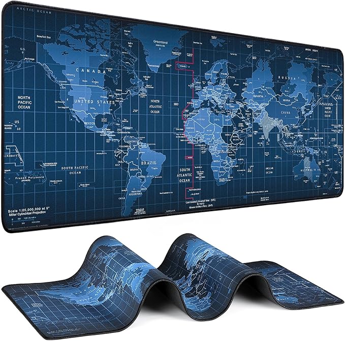 Mouse Pad Gaming - Desk Mat for Keyboard and Mouse - Large Mouse Pad for Desk, World Map Mousepad (31.5 x 11.8inch) with Non-Slip Base, Desks Pad Mat for Gaming, Office and Home