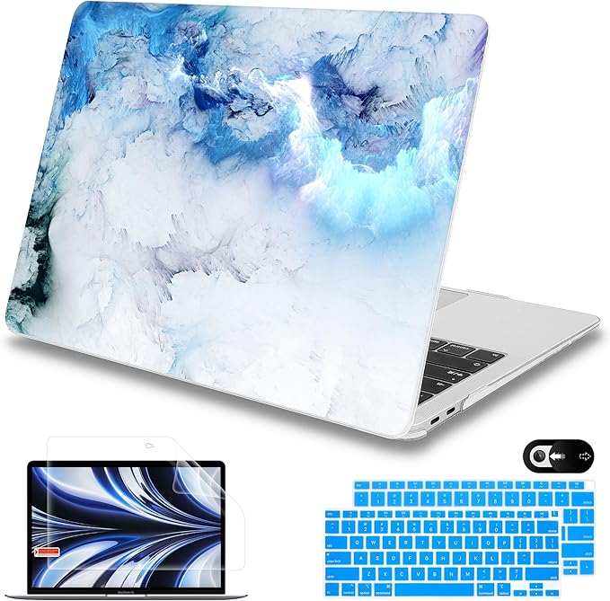 Mektron for MacBook Air 13 inch Case A2337 M1 A2179 A1932 with Retina Display & Touch ID Plastic Hard Shell Laptop Case for MacBook Air 13 Cover 2020 2019 2018 Release,Cloud & Lightning