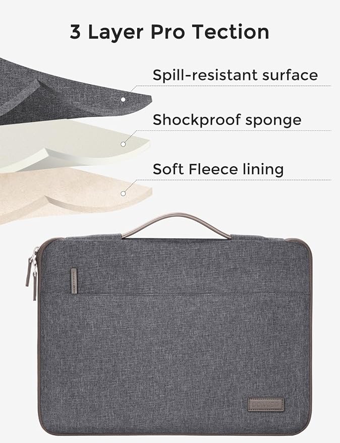 DOMISO Laptop Case Sleeve Protective Cover Compatible with MacBook Air 13 M4 M3 M2,MacBook Pro M2 M1,iPad Air/Pro,13 inch Dell,Lenovo, HP,Asus,Waterproof Computer Cases Bag with Handle,Dark Grey