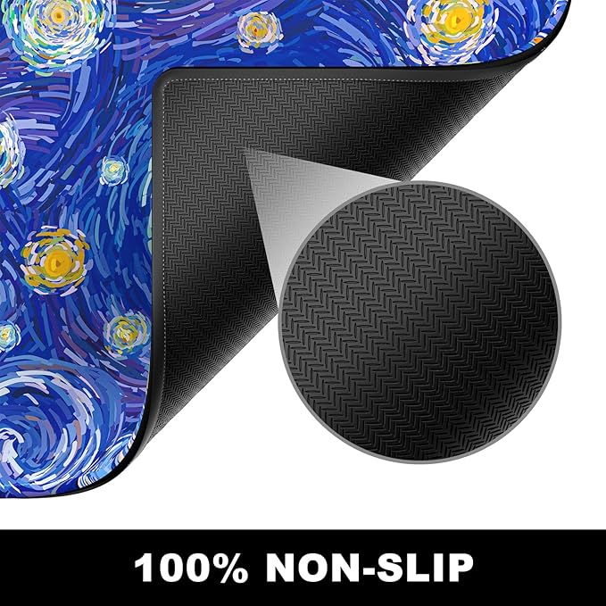 BOSOBO Large Mouse Pad, Desk Pad, XXL XL Extended Gaming Mouse Pad, Desk Mat for Office & Home, Long Keyboard Mat, Huge Mouse Pad, Desktop Full Cover 35.5 x 15.7 Inches, Van Gogh Starry Night