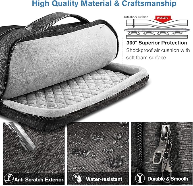 FINPAC 15.6-inch Laptop Shoulder Bag, Protective Computer Carrying Case Compatible with 16.2" MacBook Pro M5/M4/M3/M2/M1, 15-16" MacBook Air/Pro, Surface Laptop/Book, 15.6" HP/Dell/Acer/Samsung, Black