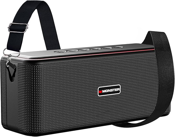 Monster Shock Pro Bluetooth Speaker with Strap, 80W Loud Speaker with Deep Bass, Portable Wireless Speakers with TWS, Long Playtime & Waterproof for Outdoors/Indoors, Supports AUX/TF Card/USB Audio