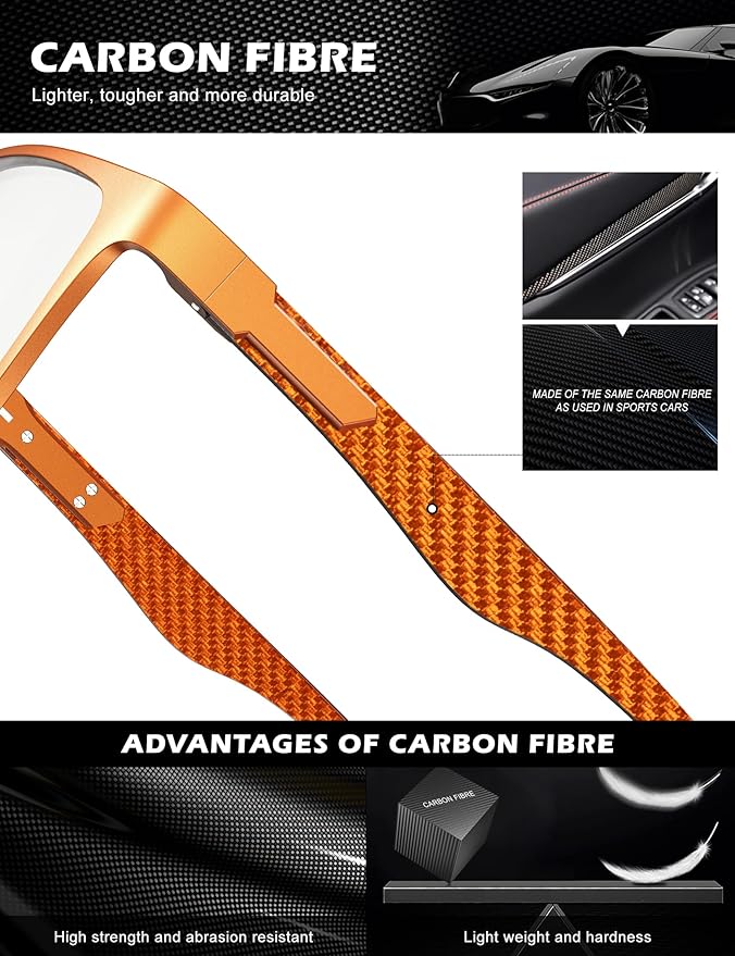 ANYLUV Carbon Fiber Reading Glasses for Men Women, Blue Light Blocking Computer Readers, Anti Glare Spring Hinge