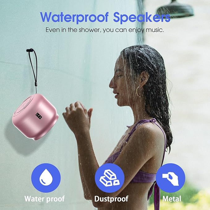 LFS Portable Bluetooth Speaker,Small Bluetooth Speake,Ultra Long Play 15 Hours,TWS Pairing,Suitable for Home,Pool,Beach,Boating, Hiking, Camping for Waterproof Outdoor Mini Speaker-Pink